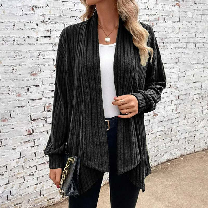 Women’s Cardigan – Relaxed Fit – Soft Knit – Ribbed Texture – Open Front – Hip Length