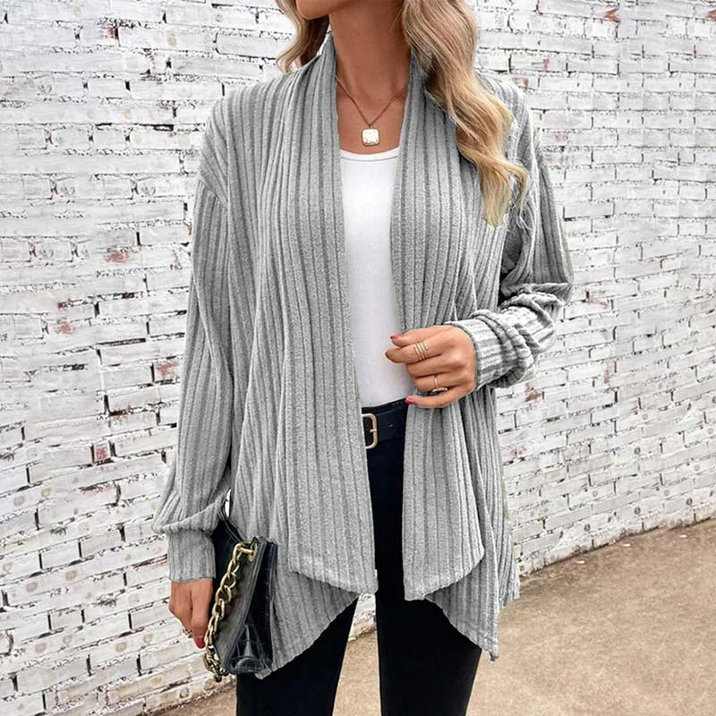 Women’s Cardigan – Relaxed Fit – Soft Knit – Ribbed Texture – Open Front – Hip Length
