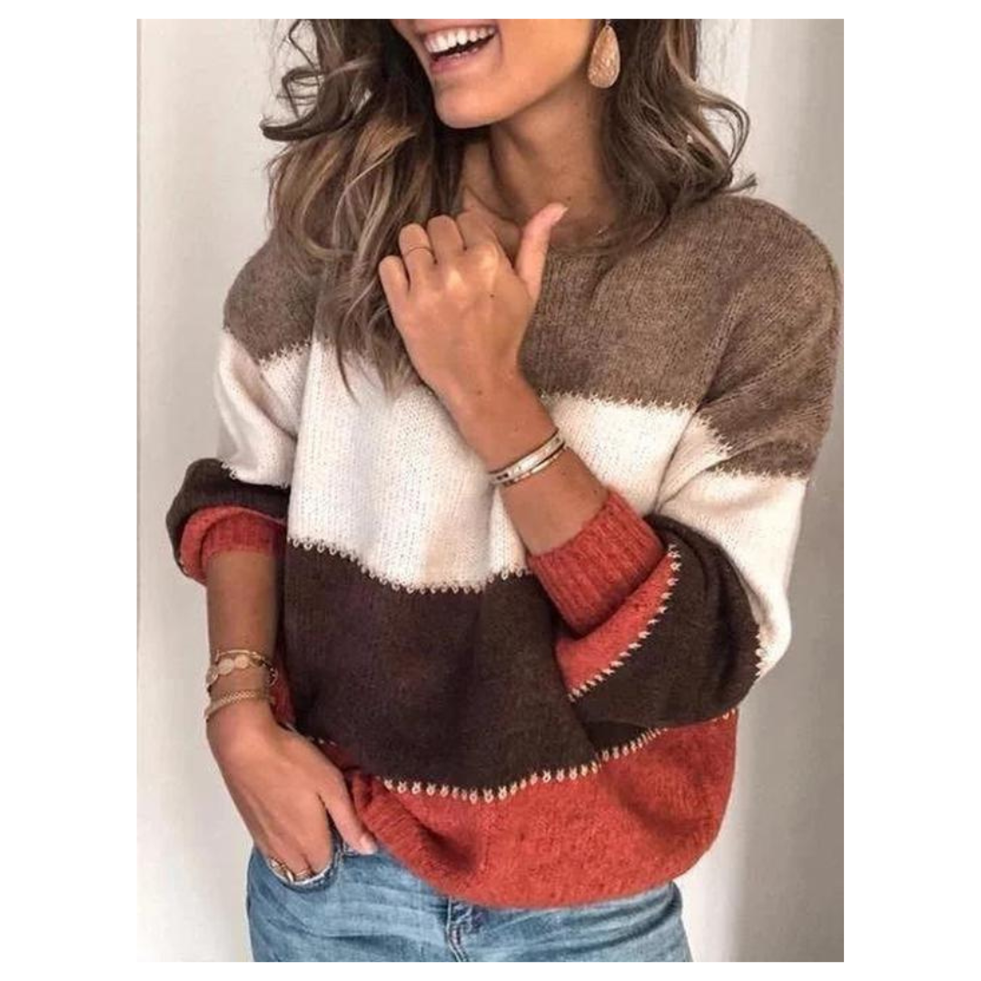 Striped Knitted Long-Sleeved Sweater Pullover