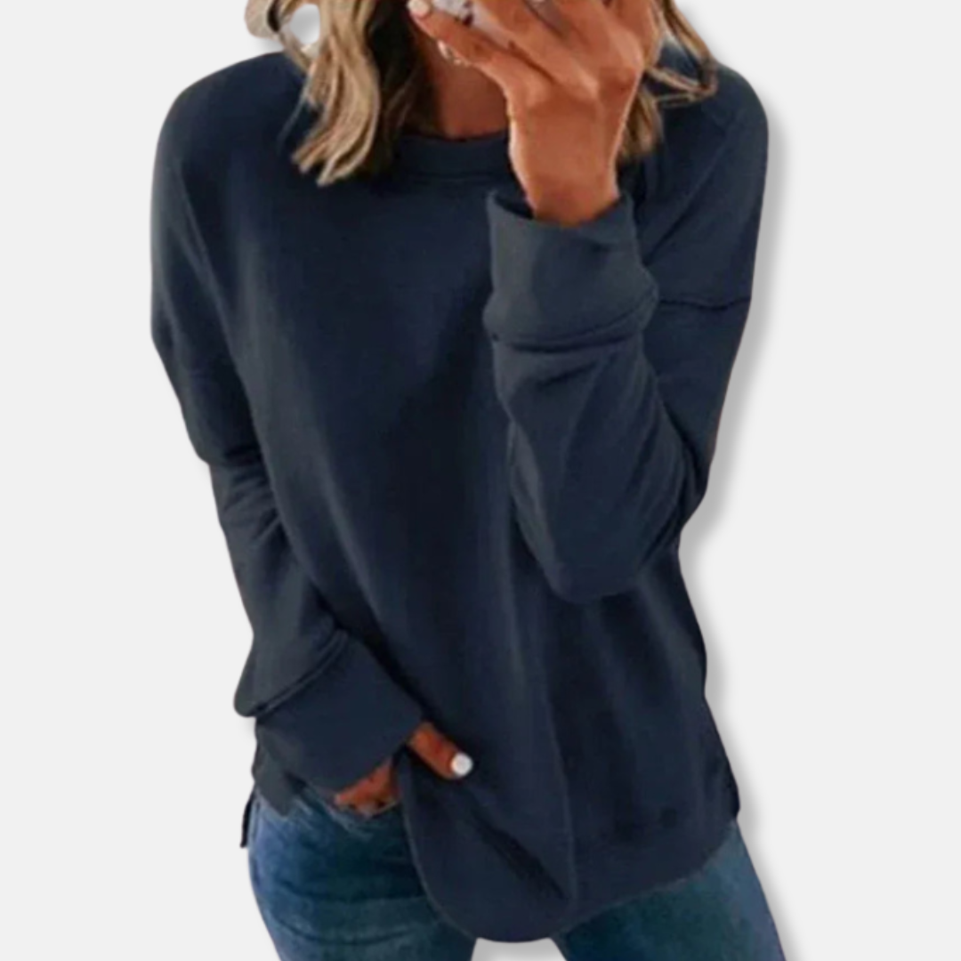 Women’s Sweatshirt – Relaxed Fit – Cotton Blend – Crew Neck Long Sleeve Casual Wear