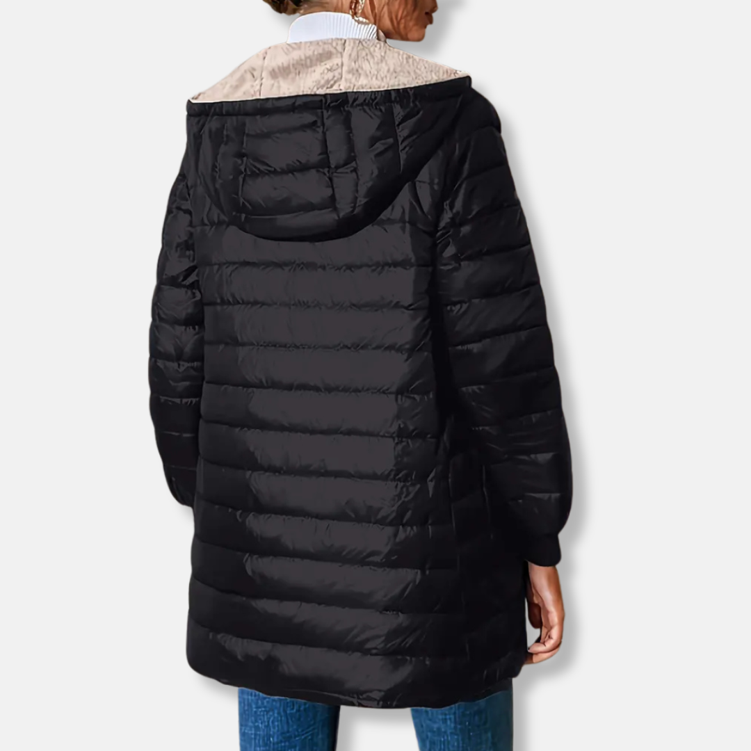 Amelia Hooded Quilted Puffer Jacket | Reversible Relaxed Fit Jacket