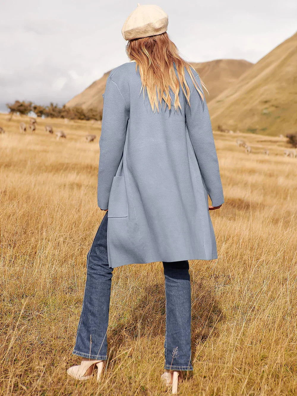 Women's versatile casual lapel midi coat