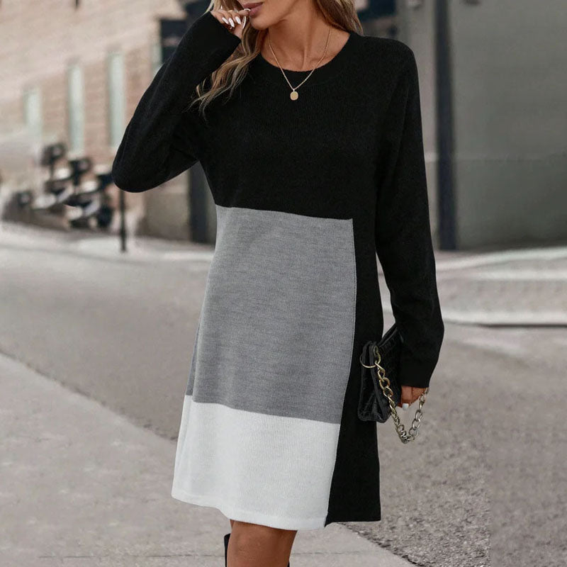 Women's stylish casual dress with colorful block design