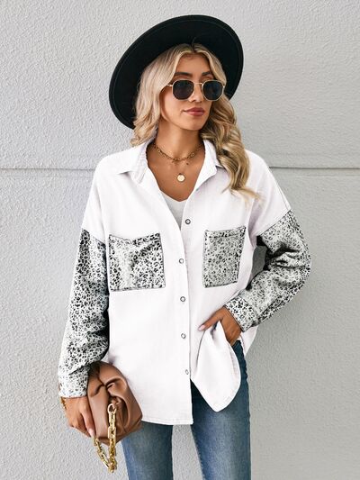 Mina - leopard button up denim jacket