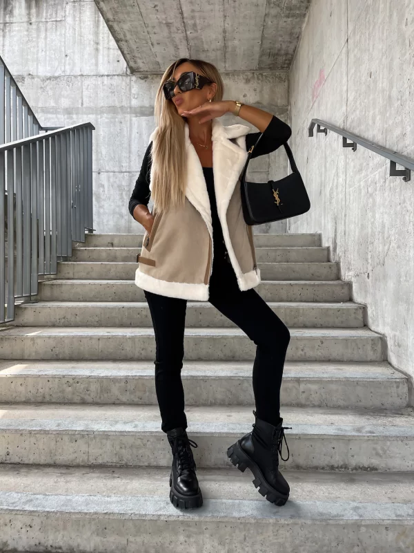 Sleeveless Wool Blend Winter Coat