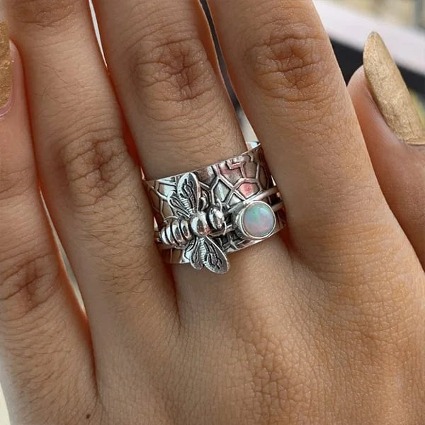 Gemstone Meditation Spinner Ring