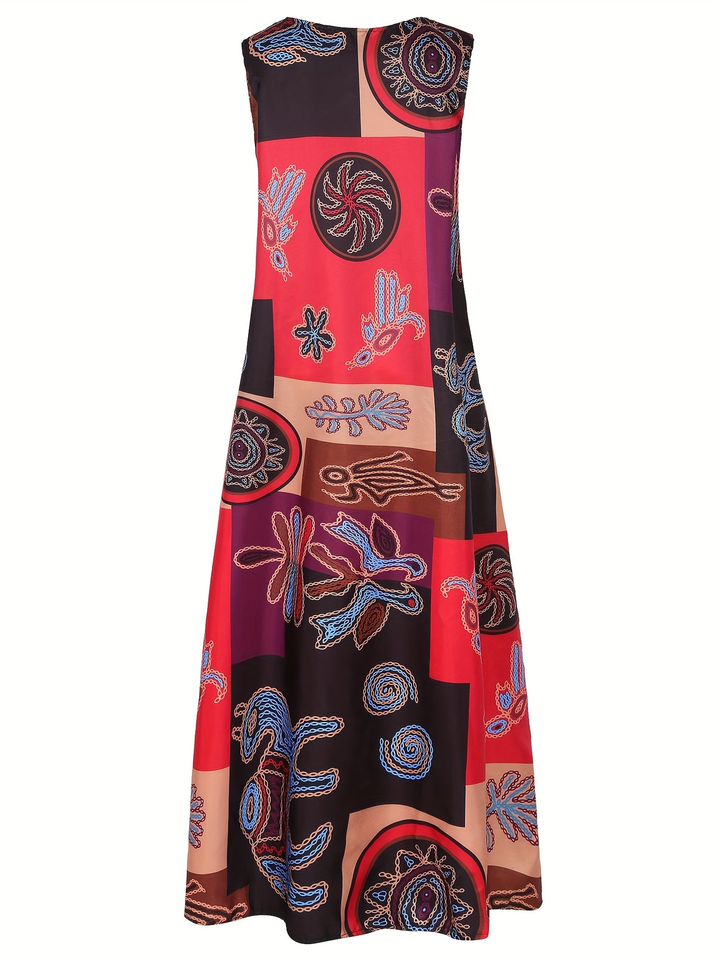 Sleeveless V-neck printed maxi dress for women