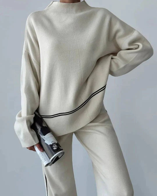 Women's panel knit pullover suit
