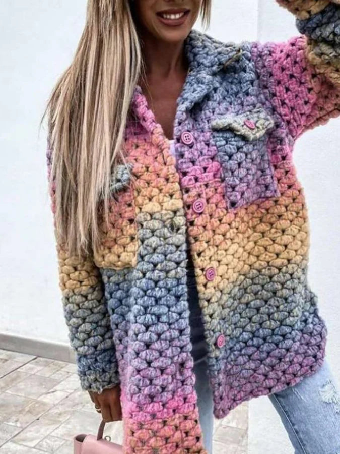 Rainbow Print Warm Winter Coat
