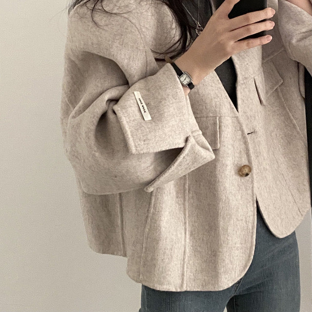 Women's vintage chic v-neck loose jacket