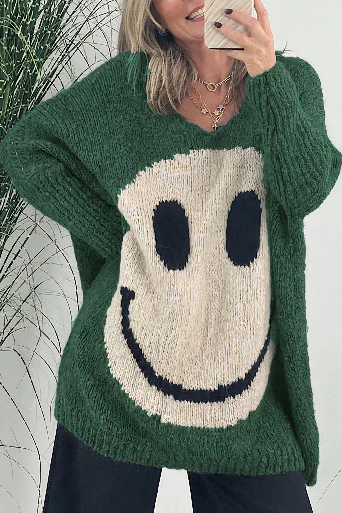 Women's oversized smiley sweater