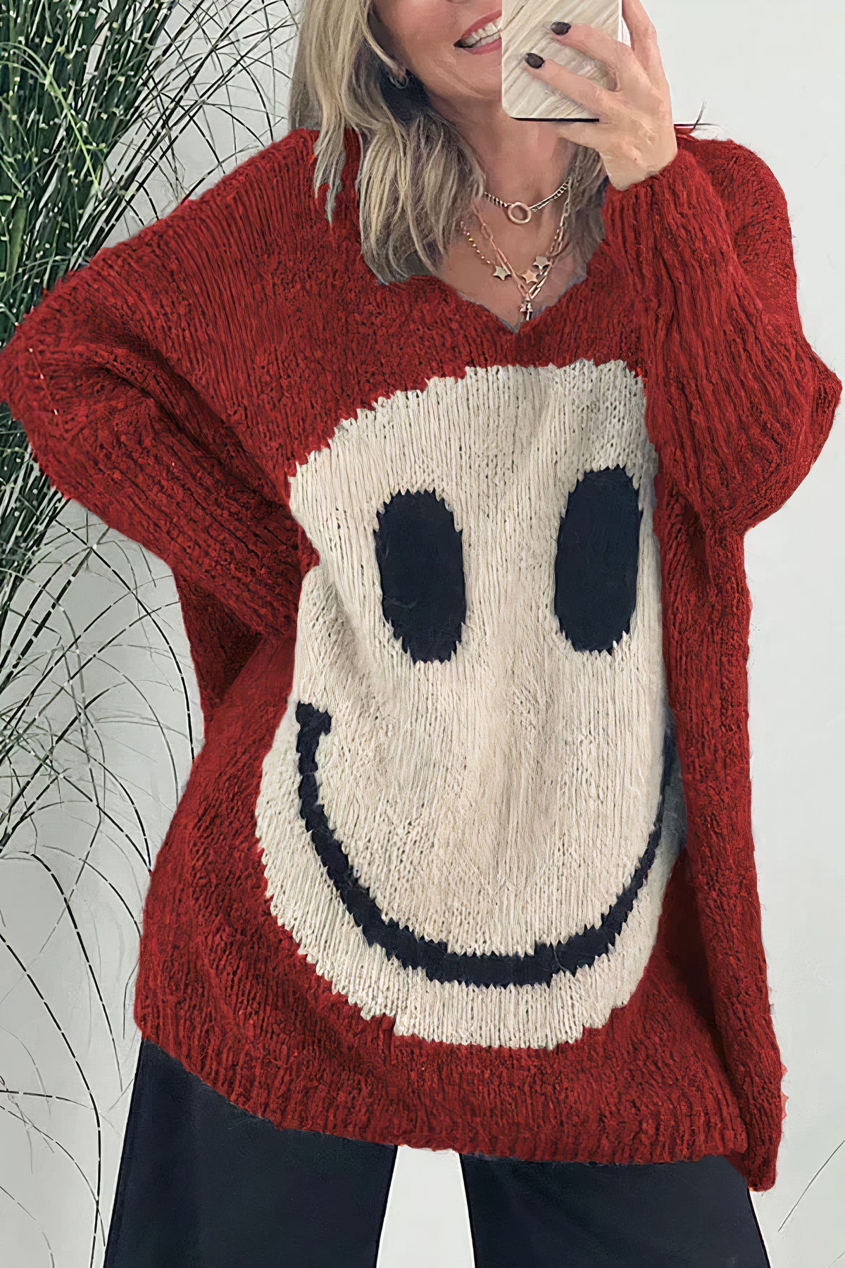 Women's oversized smiley sweater