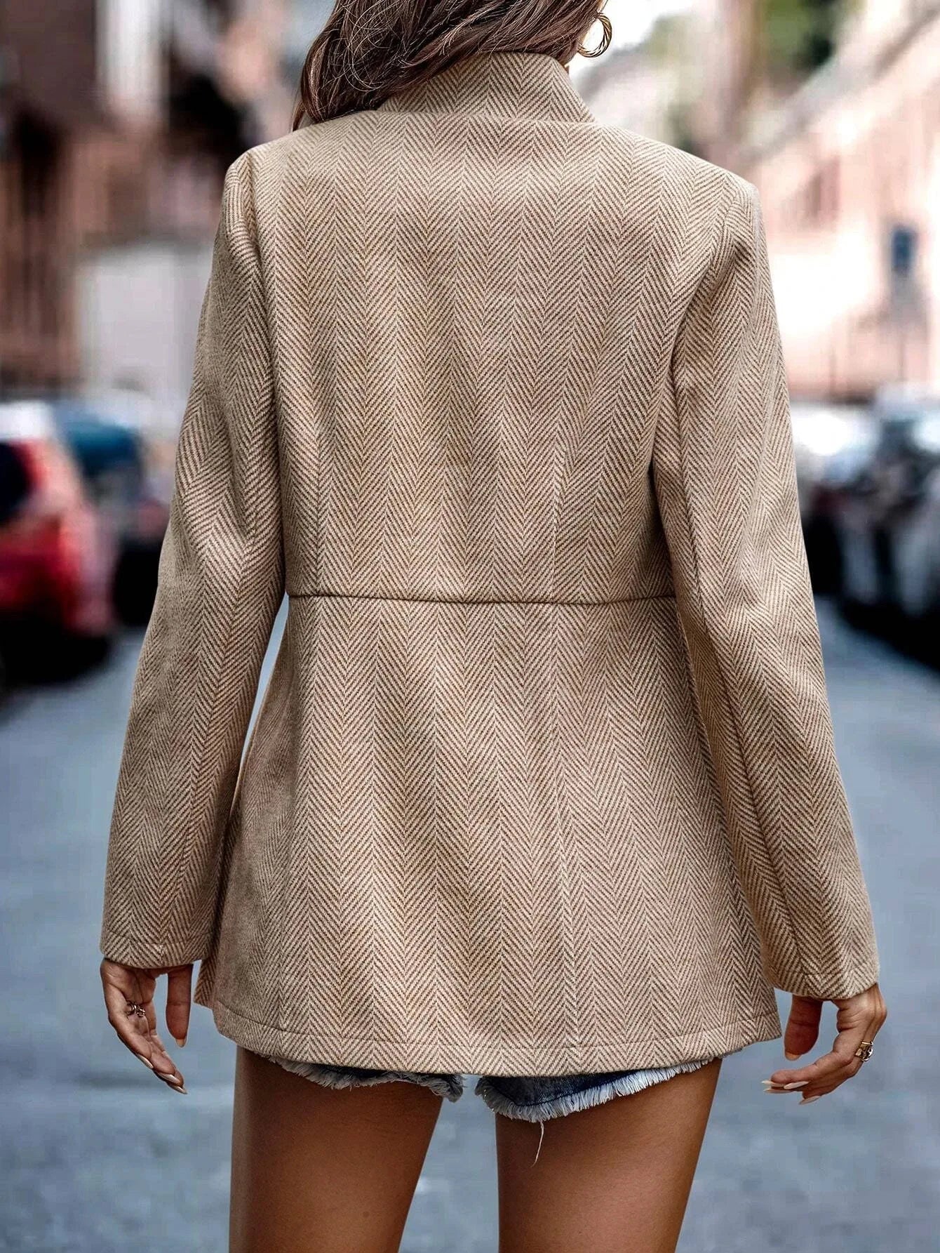 Women's casual open front jacquard blazer