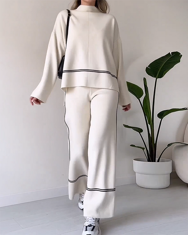 Women's casual loose top and flared trousers suit set