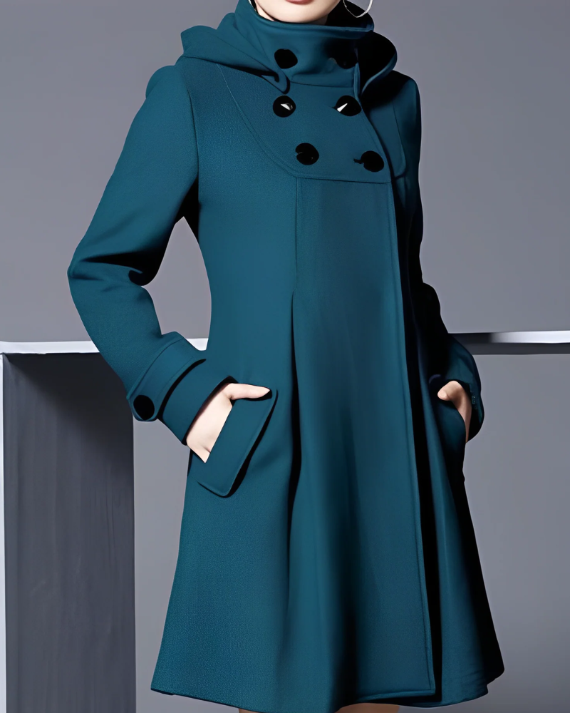 Hooded Double-Breasted Windbreaker Cape Coat