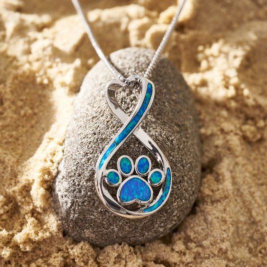 Opal Paw Pendant Necklace