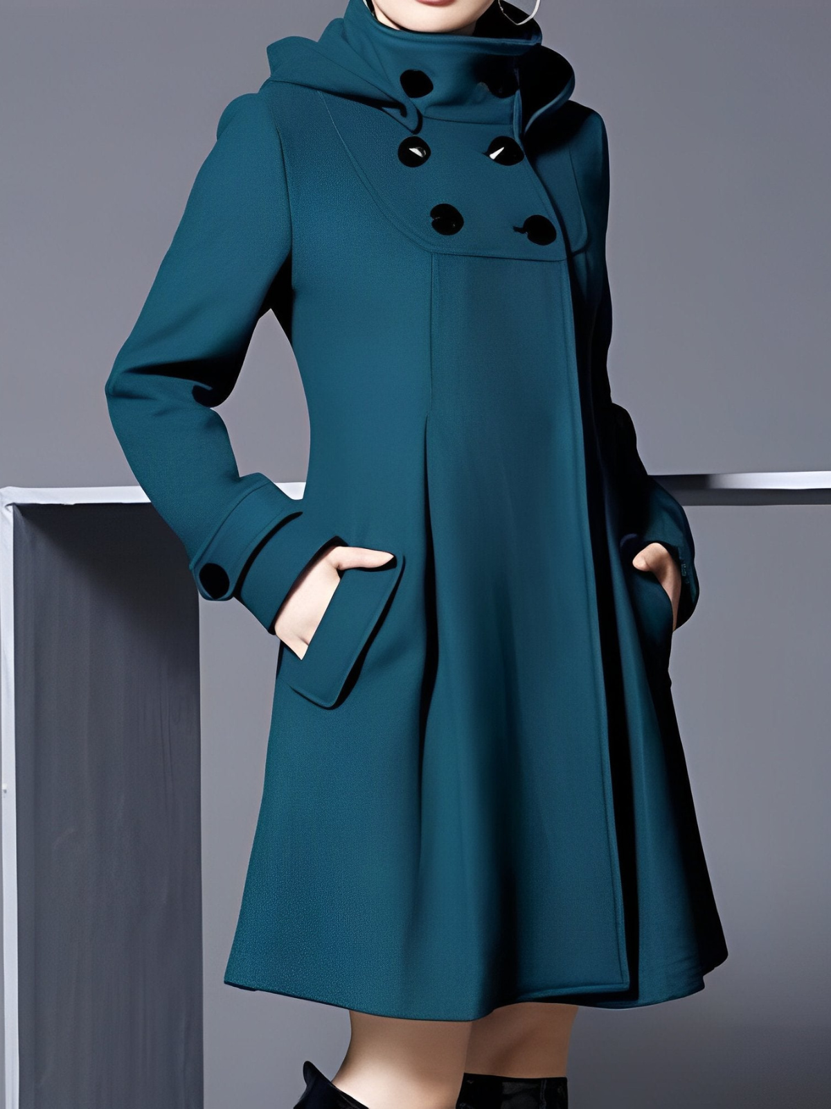 Women's elegant longline coat with button detail