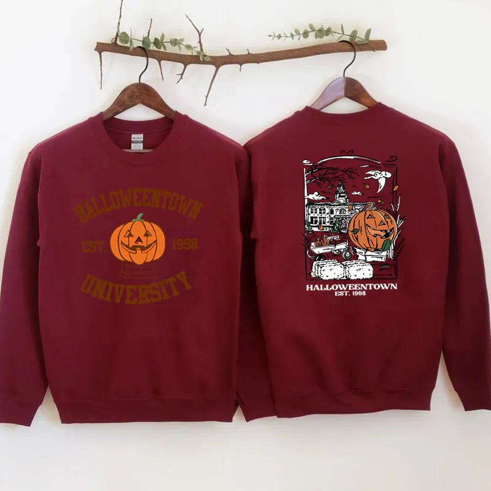 Pumpkin Print Long Sleeve Halloween Sweater