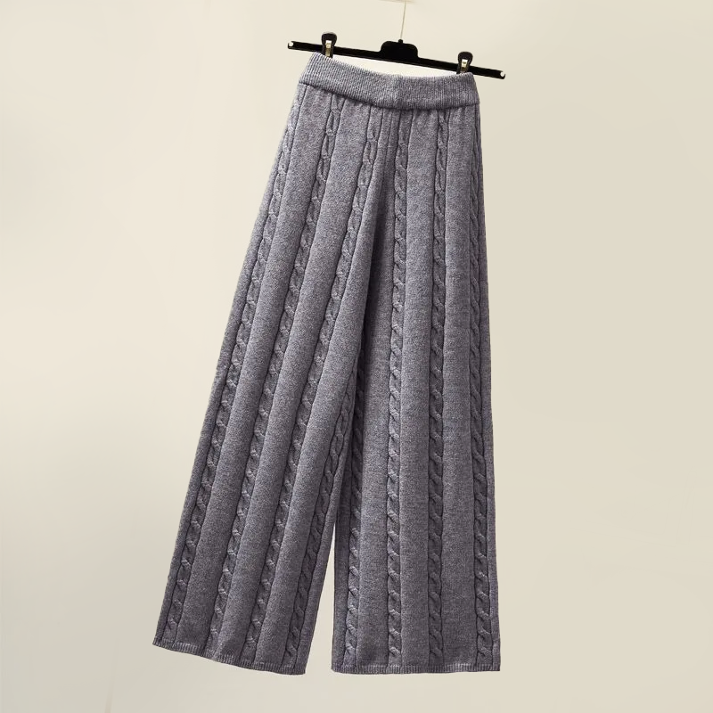 Women's cable knitted wide-leg pants