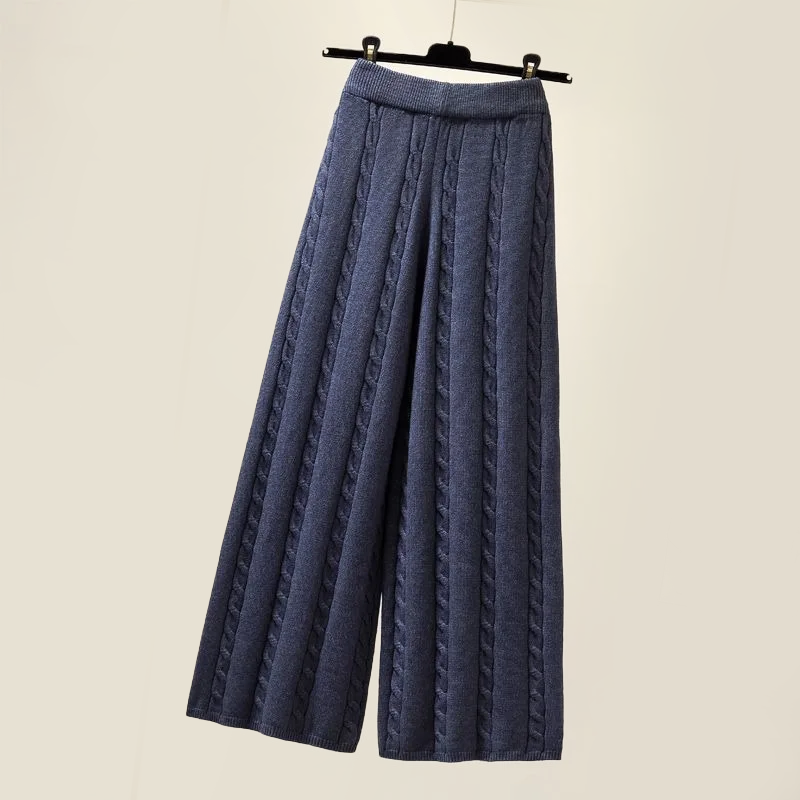 Women's cable knitted wide-leg pants