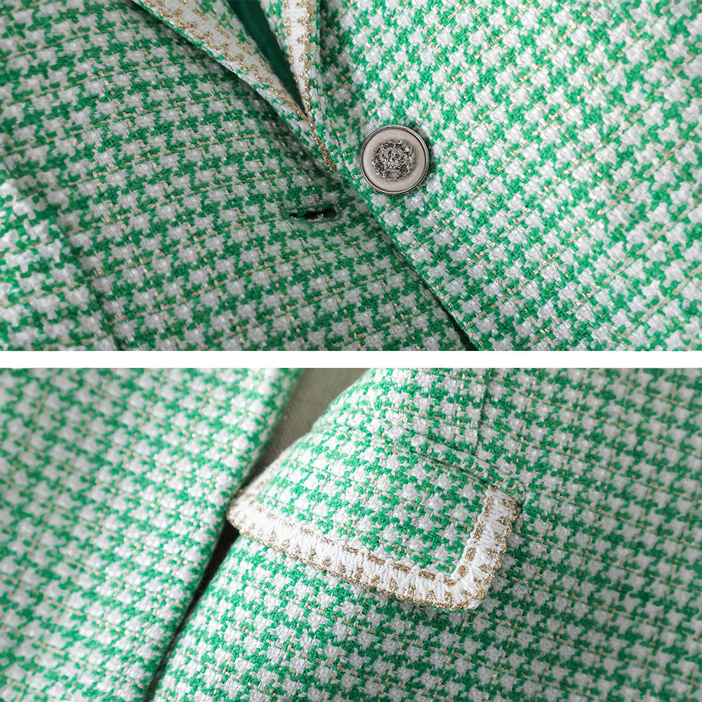 Tania - plaid formal blazer with folded collar