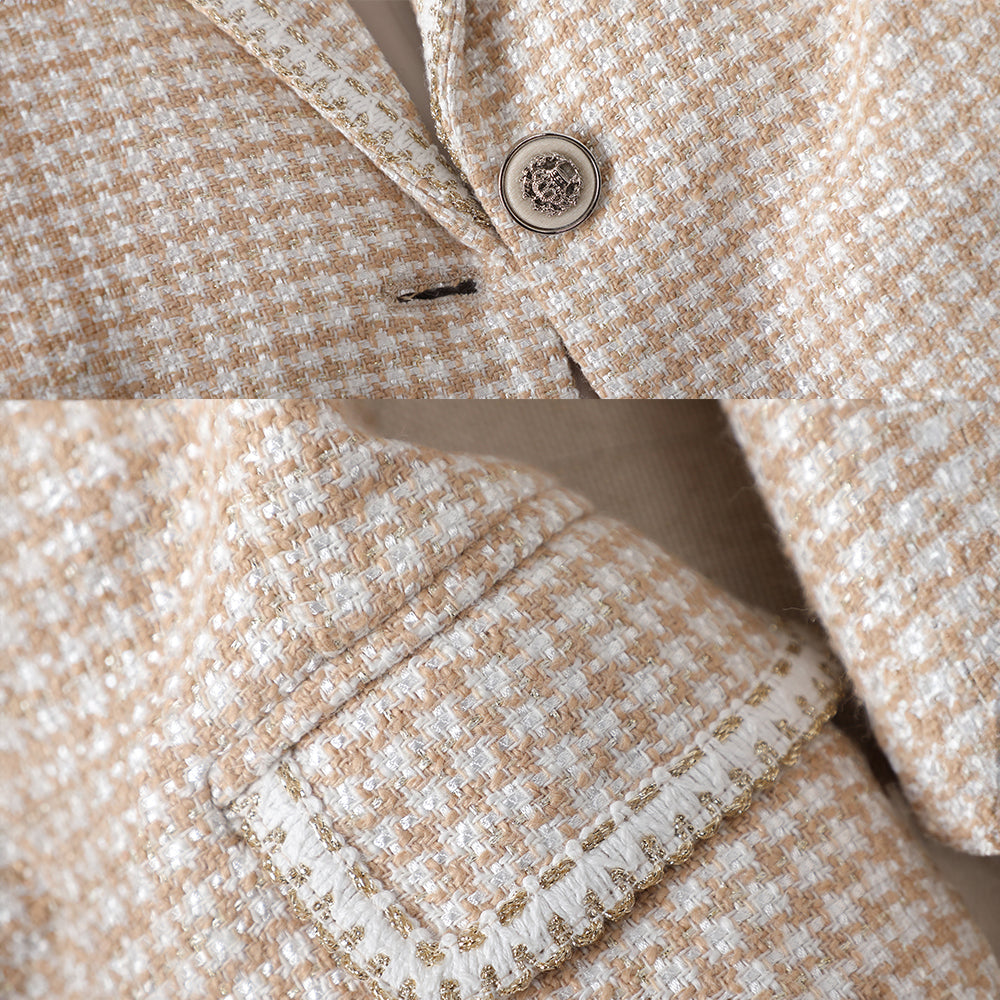 Tania - plaid formal blazer with folded collar