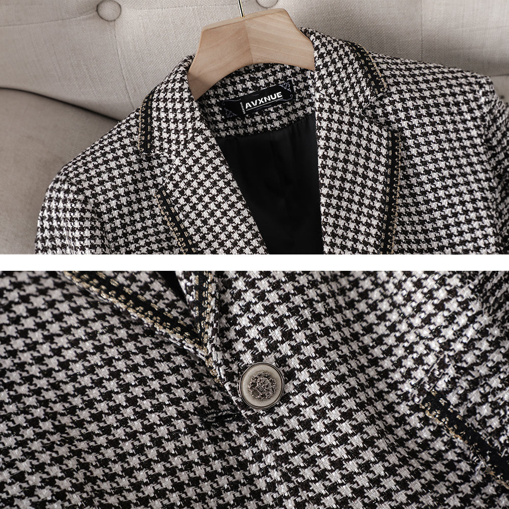 Tania - plaid formal blazer with folded collar