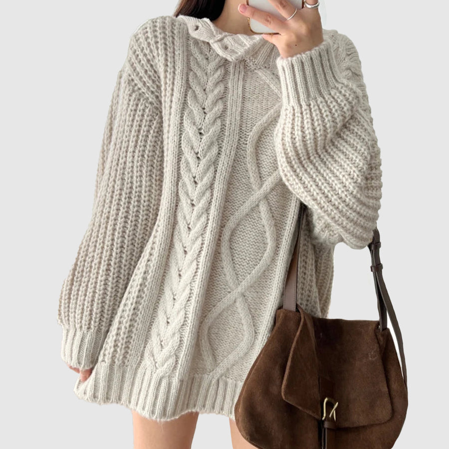 Open Shoulder Bias Sweater for Autumn