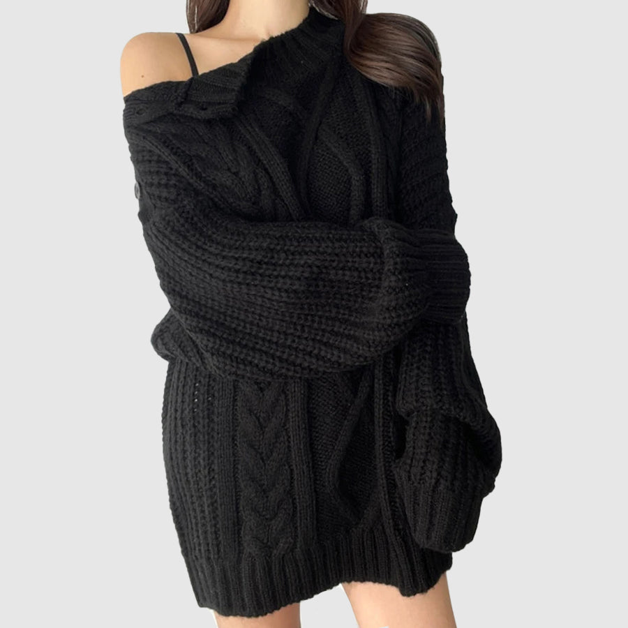 Open Shoulder Bias Sweater for Autumn