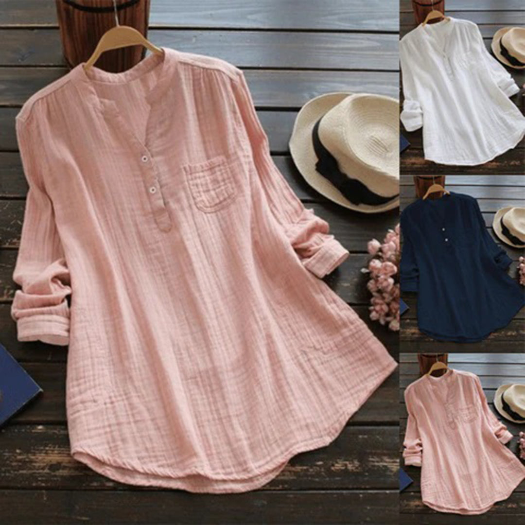 Relaxed Fit Cotton Blend Tunic Shirt