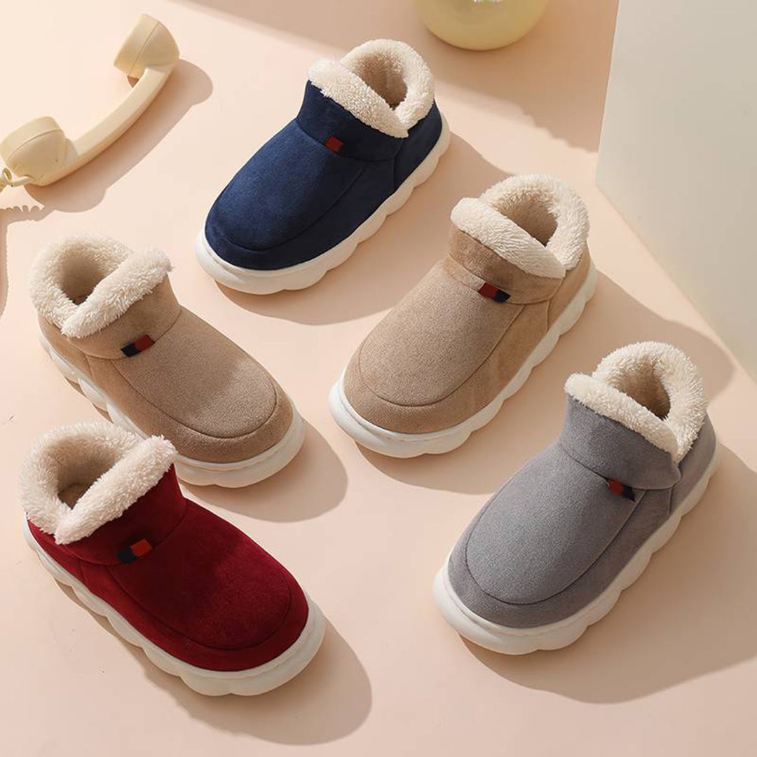Women’s Slip-On Indoor Shoes - Faux Fur Lined - Suede-Like Upper - Cushioned Sole