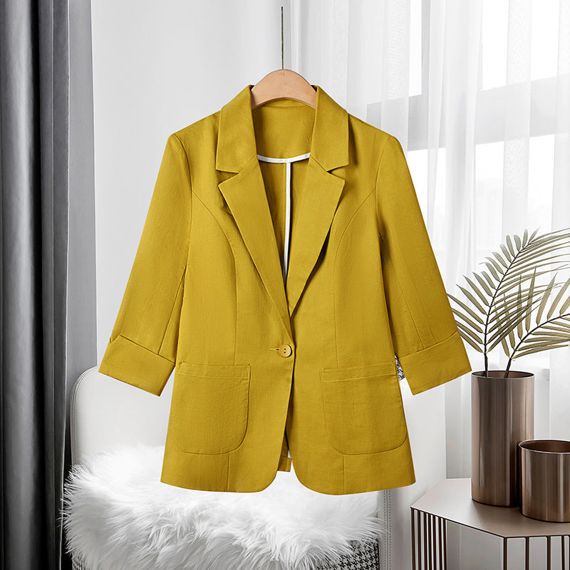 Women's spring summer cropped three-quarter sleeve blazer