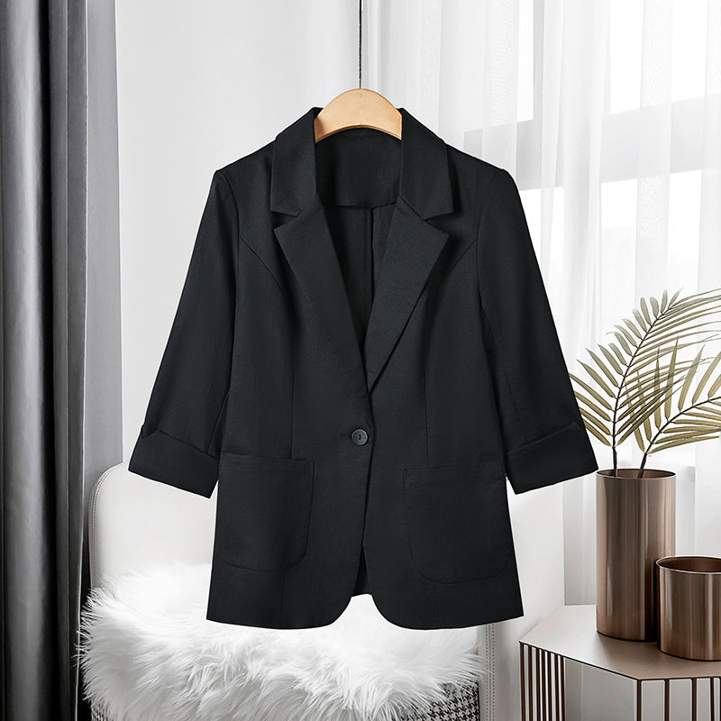 Women's spring summer cropped three-quarter sleeve blazer