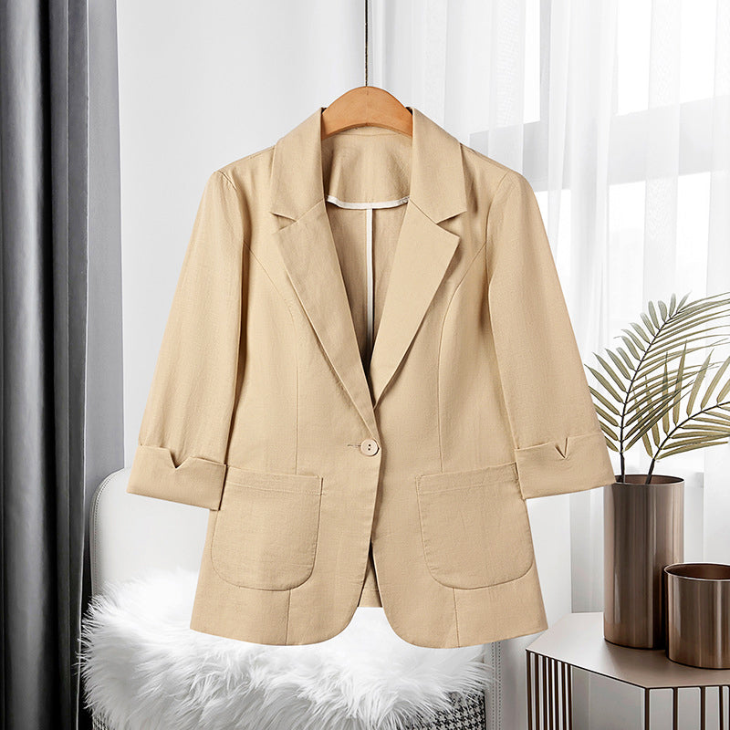 Women's spring summer cropped three-quarter sleeve blazer