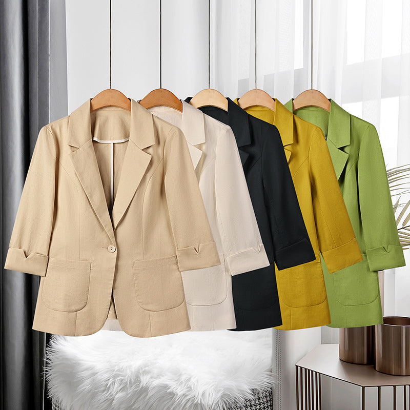 Women's spring summer cropped three-quarter sleeve blazer