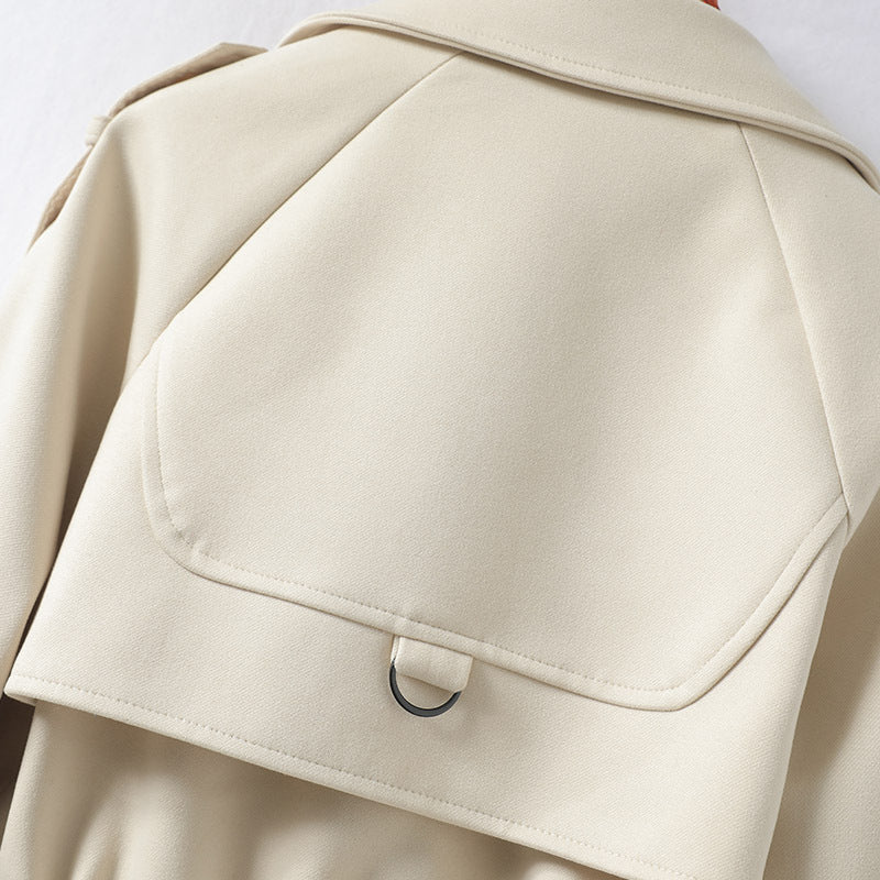 Women's double-breasted scarf coat with waisted suit collar