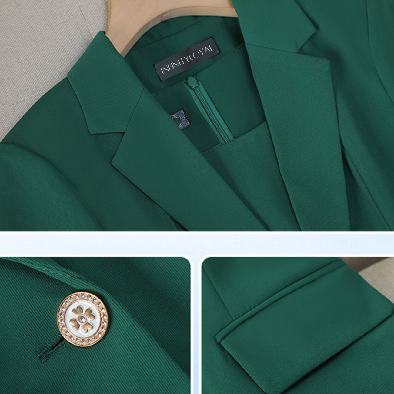 Women's mid-sleeve professional dress and blazer set