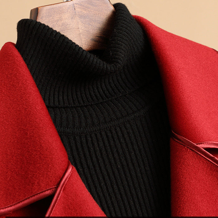 Women's long double-sided slim trench coat with belt