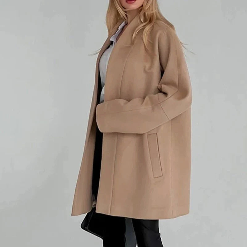 Women's elegant water ripple double-faced coat