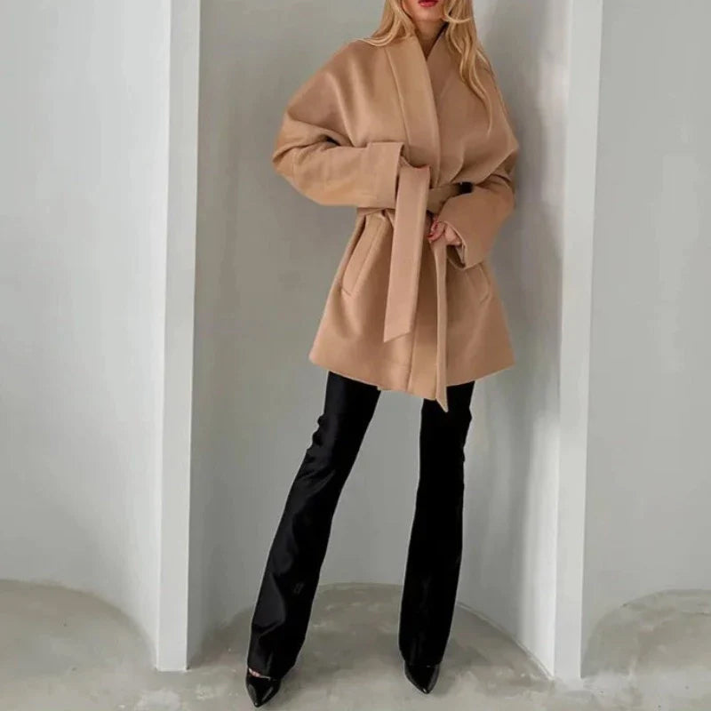 Women's elegant water ripple double-faced coat