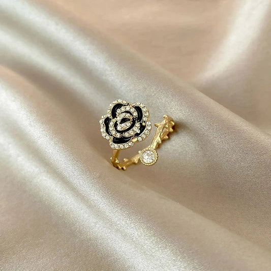 Elegant Crystal Embellished Floral Ring
