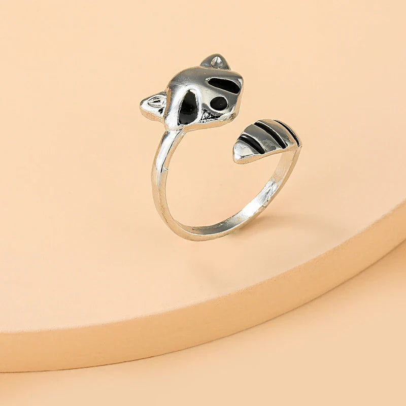 Adjustable Metal Raccoon Design Ring