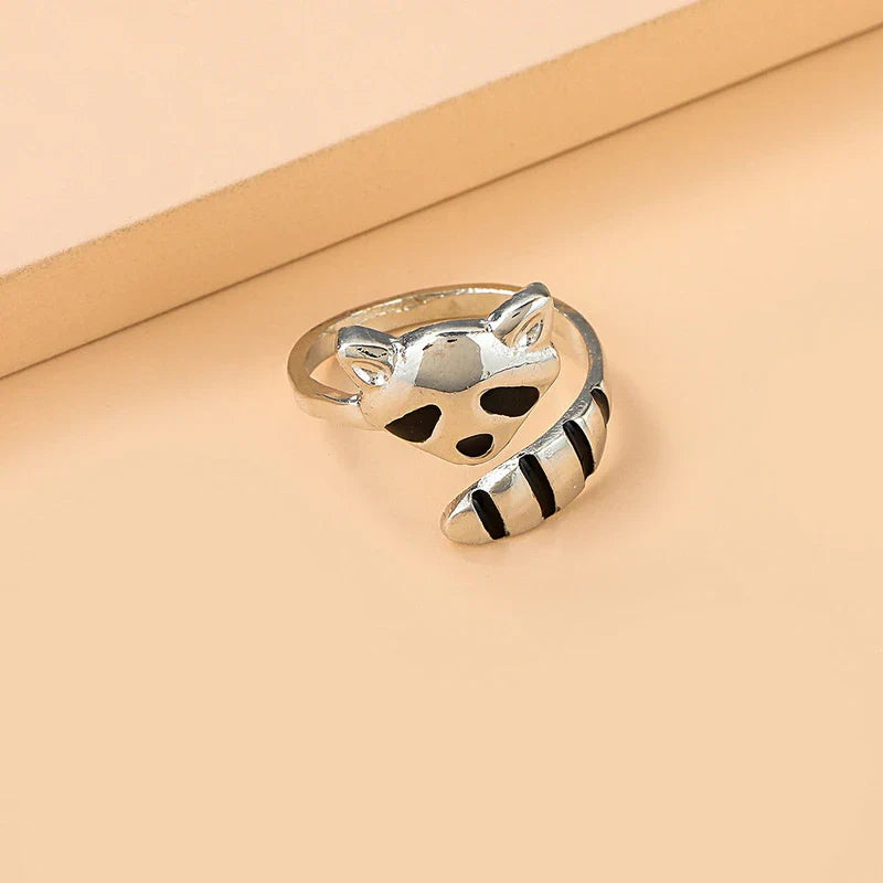Adjustable Metal Raccoon Design Ring