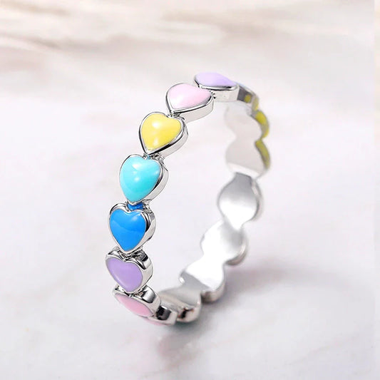 Rainbow Hearts Ring
