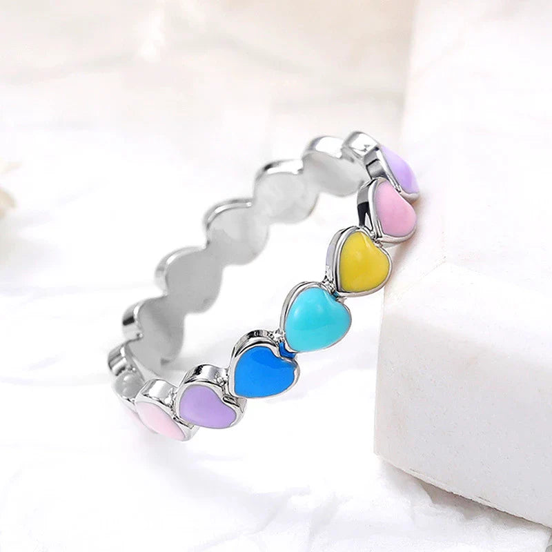 Rainbow Hearts Ring