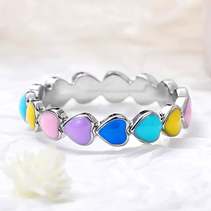 Rainbow Hearts Ring