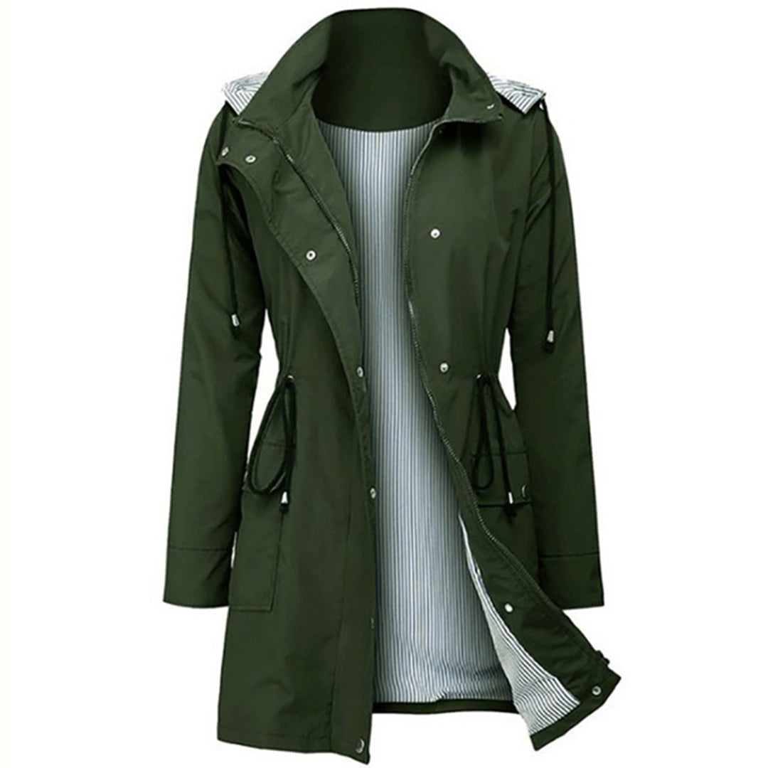 Women's windbreaker rainproof jacket hooded waist