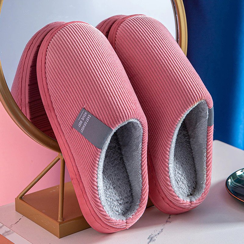 Women's non-slip plush cotton slippers