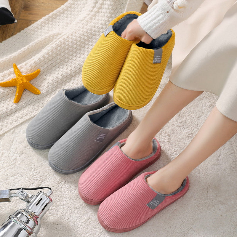 Women's non-slip plush cotton slippers