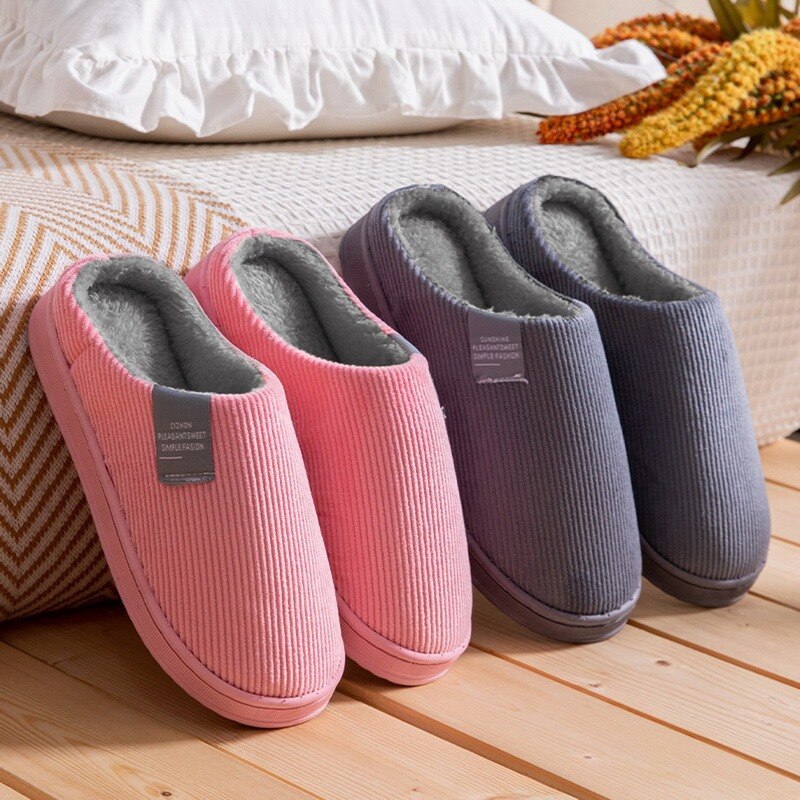 Women's non-slip plush cotton slippers